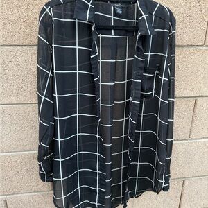 Rue21 Black and White Grid Shirt Jacket